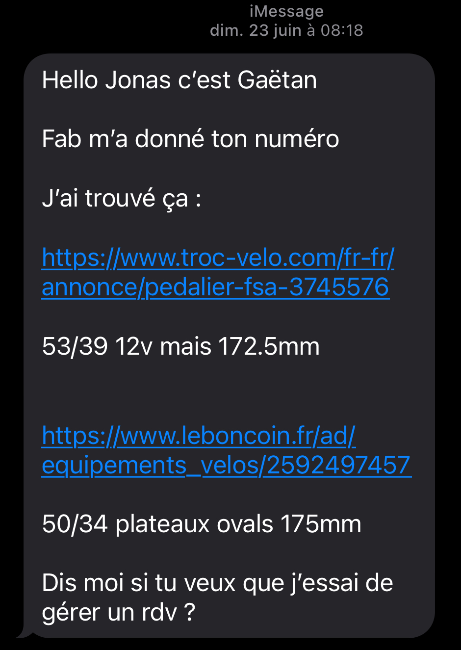 Gaëtan's lifesaving message