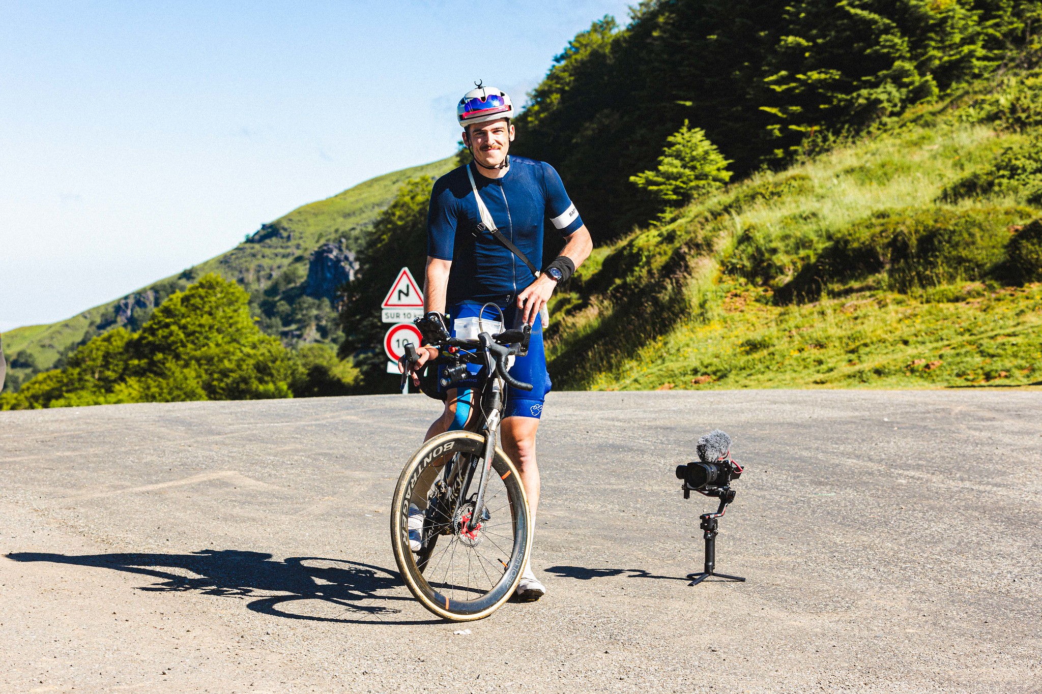 Top of the Col de Spandelle with a swollen knee!